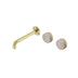 Nero Serenity Wall Basin Set 185mm Offset Spout With Rome Travertine Handle Brushed Gold