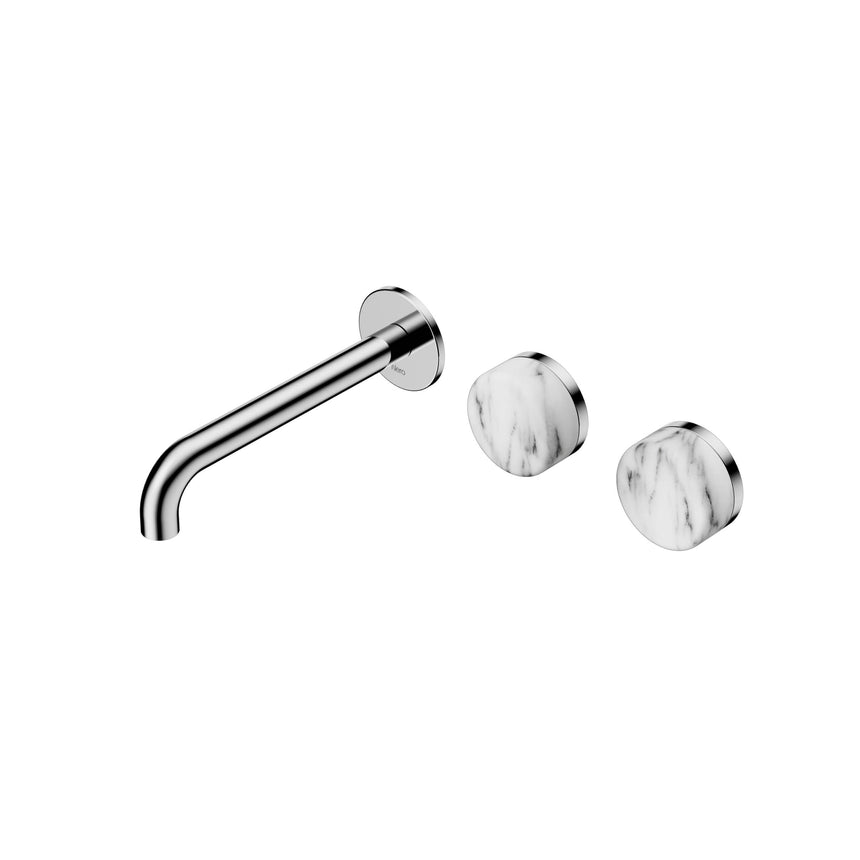 Nero Serenity Wall Basin Set 185mm Offset Spout With Arabescato Corchia Handle Chrome Tapware Nero Default Title