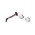 Nero Serenity Wall Basin Set 185mm Offset Spout With Arabescato Corchia Handle Brushed Bronze