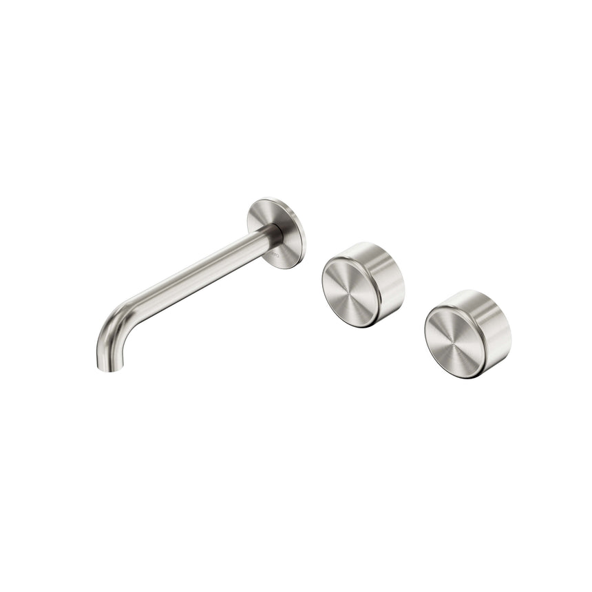 Nero Serenity Wall Basin Set 185mm Offset Spout With Metal Handle Brushed Nickel Tapware Nero Default Title