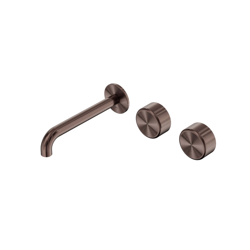 Nero Serenity Wall Basin Set 185mm Offset Spout With Metal Handle Brushed Bronze Tapware Nero Default Title