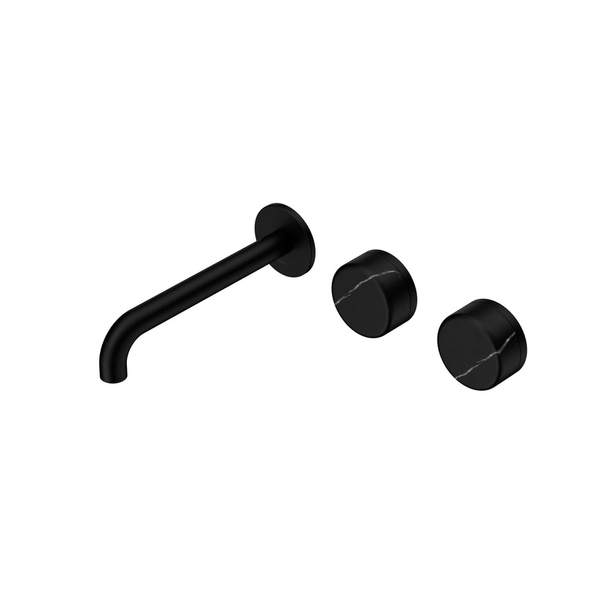 Nero Serenity Wall Basin Set 185mm Offset Spout With Marquina Black Handle Matte Black Tapware Nero Default Title