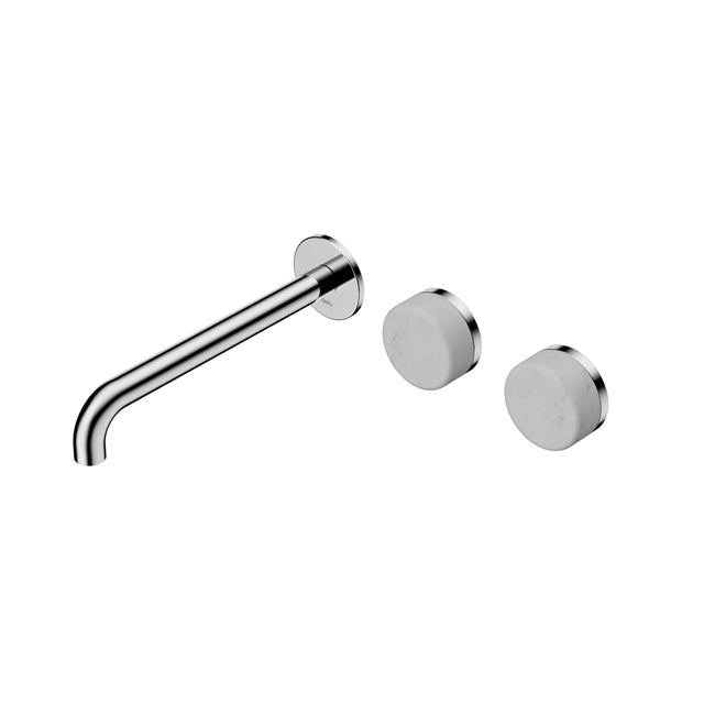 Nero Serenity Wall Basin Set 220mm Offset Spout With Carrara Handle Chrome Tapware Nero Default Title