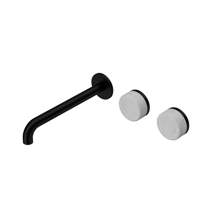 Nero Serenity Wall Basin Set 220mm Offset Spout With Carrara Handle Matte Black Tapware Nero Default Title