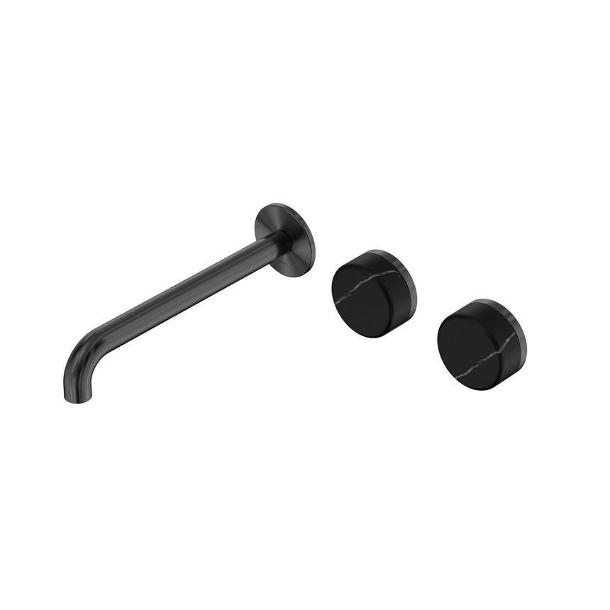 Nero Serenity Wall Basin Set 220mm Offset Spout With Carrara Handle Gun Metal Tapware Nero Default Title