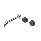 Nero Serenity Wall Basin Set 220mm Offset Spout With Verde Alpi Handle Chrome