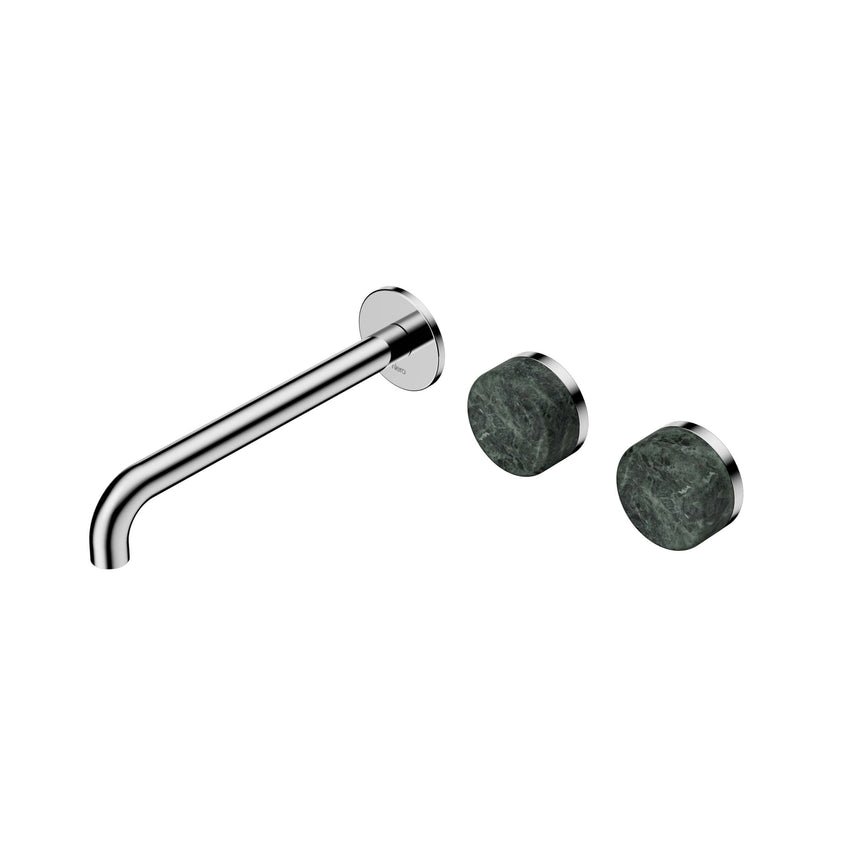 Nero Serenity Wall Basin Set 220mm Offset Spout With Verde Alpi Handle Chrome Tapware Nero Default Title