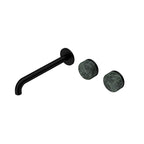 Nero Serenity Wall Basin Set 220mm Offset Spout With Verde Alpi Handle Matte Black