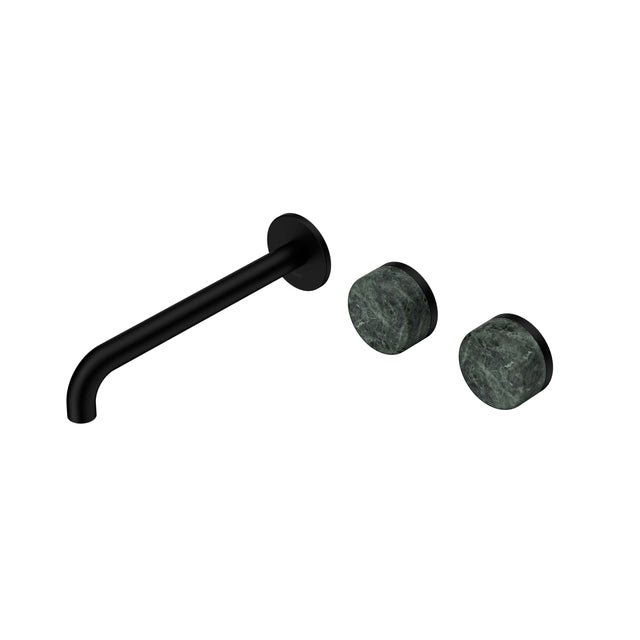 Nero Serenity Wall Basin Set 220mm Offset Spout With Verde Alpi Handle Matte Black Tapware Nero Default Title