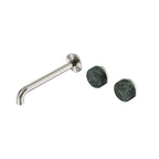 Nero Serenity Wall Basin Set 220mm Offset Spout With Verde Alpi Handle Brushed Nickel