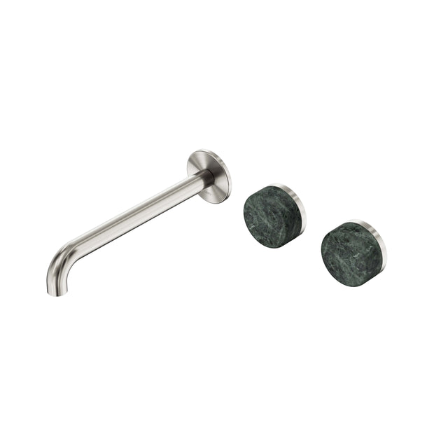 Nero Serenity Wall Basin Set 220mm Offset Spout With Verde Alpi Handle Brushed Nickel Tapware Nero Default Title
