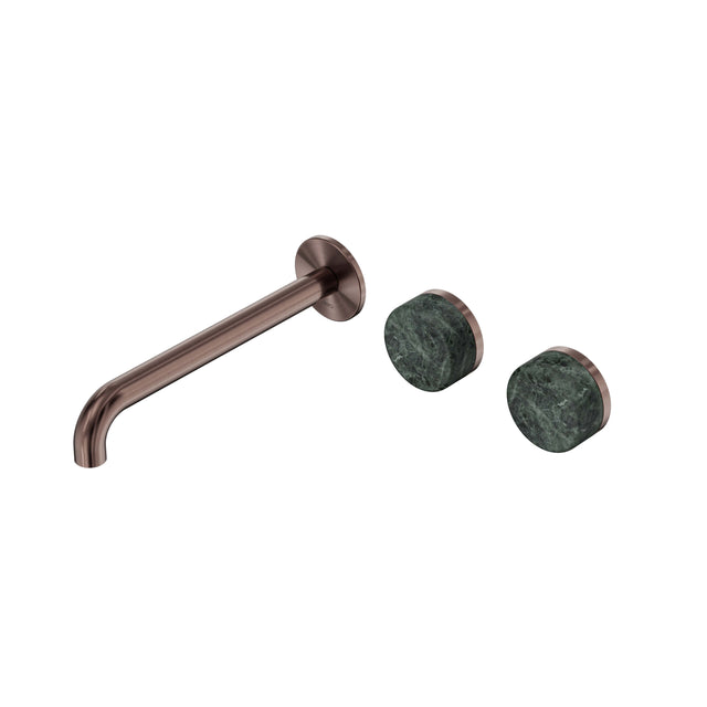 Nero Serenity Wall Basin Set 220mm Offset Spout With Verde Alpi Handle Brushed Bronze Tapware Nero Default Title
