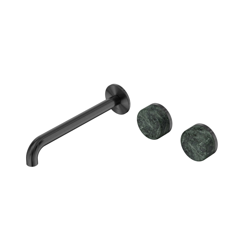 Nero Serenity Wall Basin Set 220mm Offset Spout With Verde Alpi Handle Gun Metal Tapware Nero Default Title
