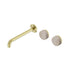 Nero Serenity Wall Basin Set 220mm Offset Spout With Rome Travertine Handle Brushed Gold