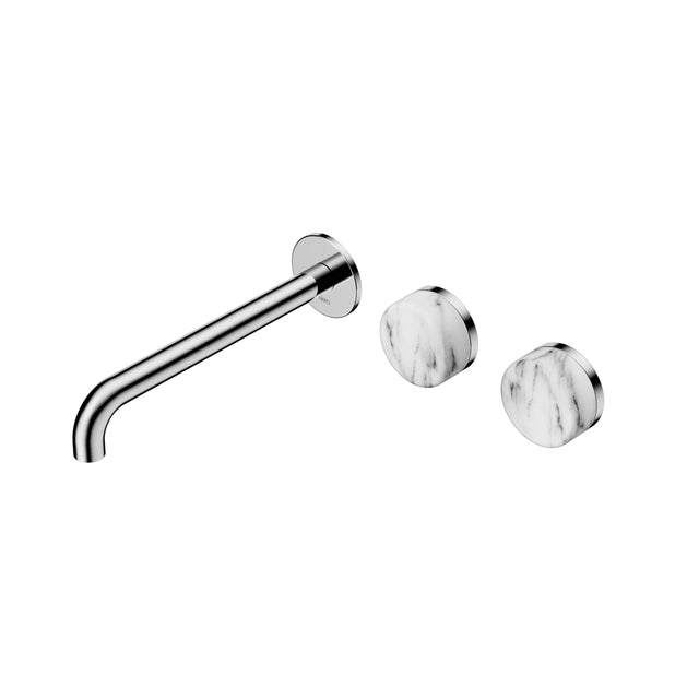 Nero Serenity Wall Basin Set 220mm Offset Spout With Arabescato Corchia Handle Chrome Tapware Nero Default Title