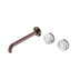 Nero Serenity Wall Basin Set 220mm Offset Spout With Arabescato Corchia Handle Brushed Bronze