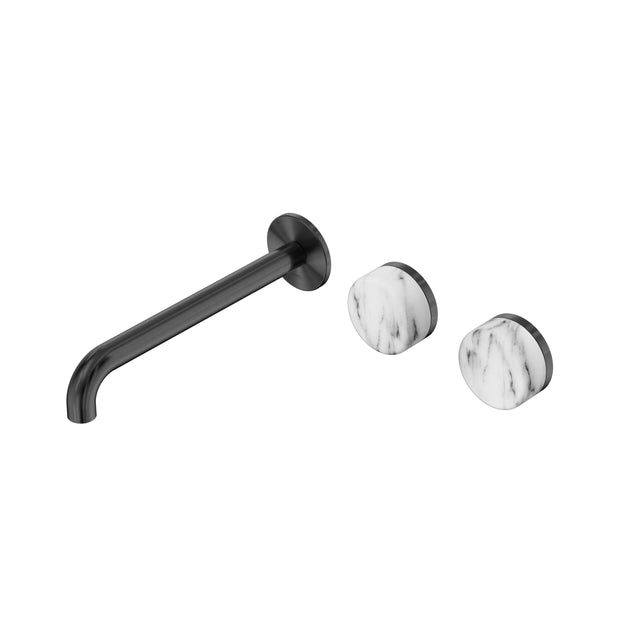 Nero Serenity Wall Basin Set 220mm Offset Spout With Arabescato Corchia Handle Gun Metal Tapware Nero Default Title