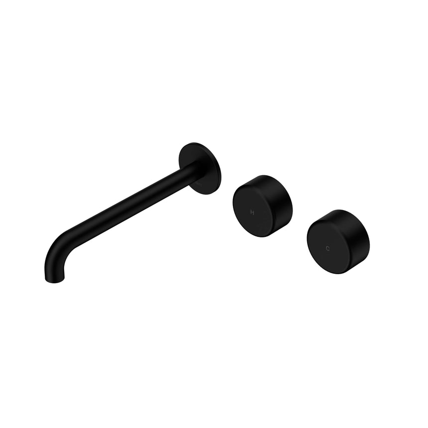 Nero Serenity Wall Basin Set 220mm Offset Spout With Metal Handle Matte Black Tapware Nero Default Title