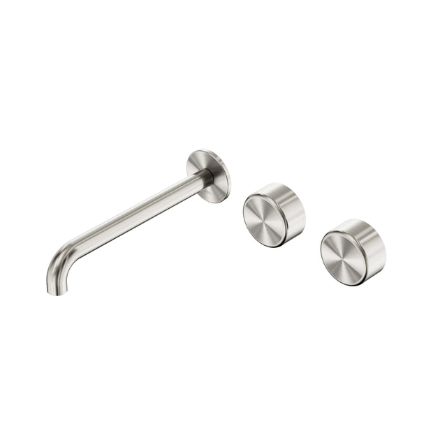 Nero Serenity Wall Basin Set 220mm Offset Spout With Metal Handle Brushed Nickel Tapware Nero Default Title