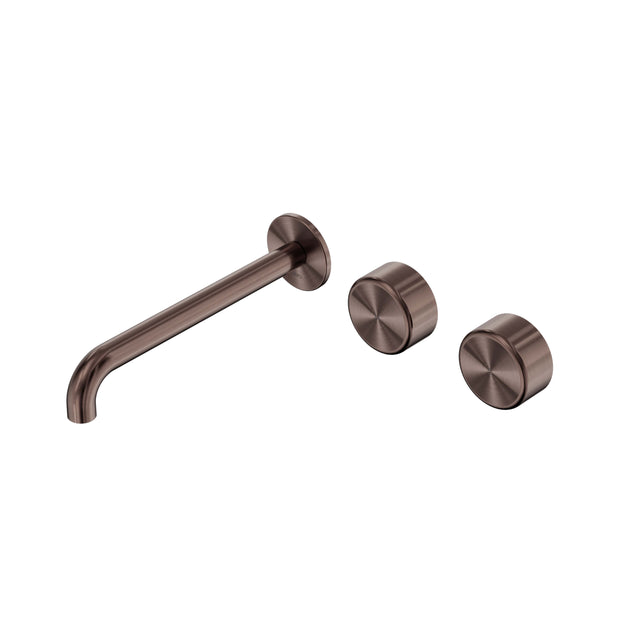 Nero Serenity Wall Basin Set 220mm Offset Spout With Metal Handle Brushed Bronze Tapware Nero Default Title