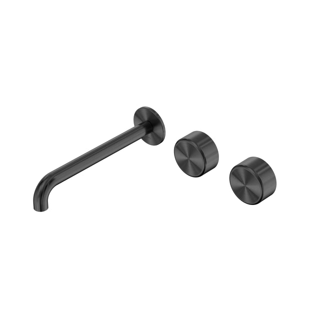 Nero Serenity Wall Basin Set 220mm Offset Spout With Metal Handle Gun Metal Tapware Nero Default Title