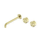 Nero Serenity Wall Basin Set 220mm Offset Spout With Metal Handle Brushed Gold