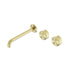 Nero Serenity Wall Basin Set 220mm Offset Spout With Metal Handle Brushed Gold