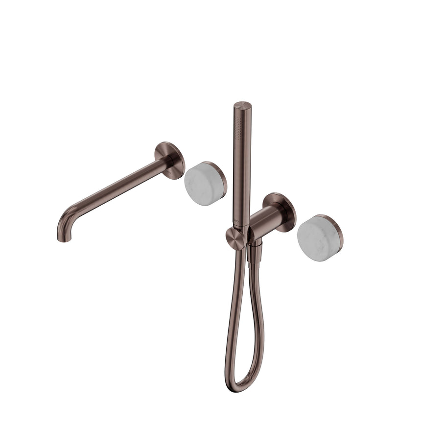Nero Serenity Progressive Shower System With Spout With Carrara Handle And Slim Shower Brushed Bronze Tapware Nero Default Title