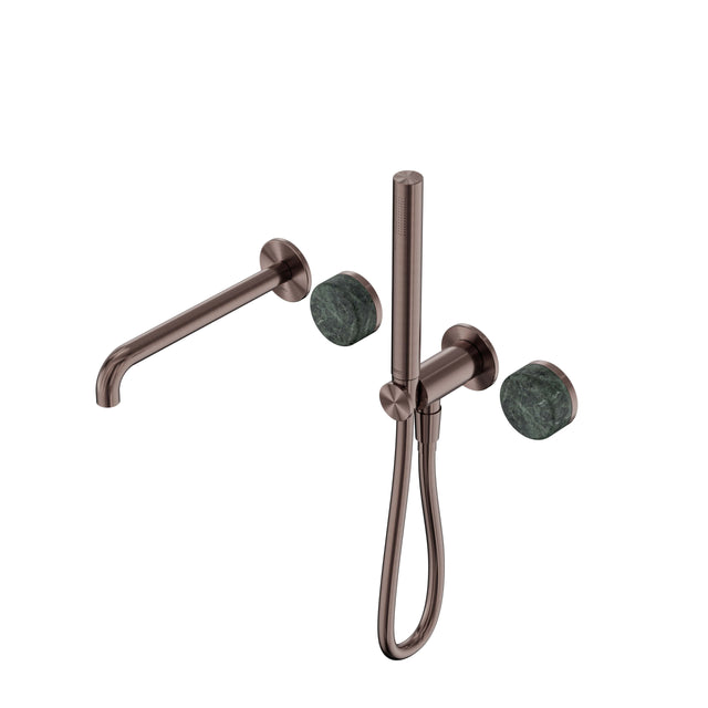 Nero Serenity Progressive Shower System With Spout With Verde Alpi Handle And Slim Shower Brushed Bronze Tapware Nero Default Title