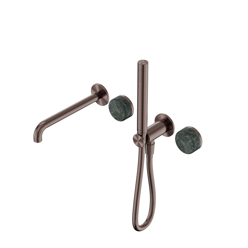 Nero Serenity Progressive Shower System With Spout With Verde Alpi Handle And Slim Shower Brushed Bronze Tapware Nero Default Title