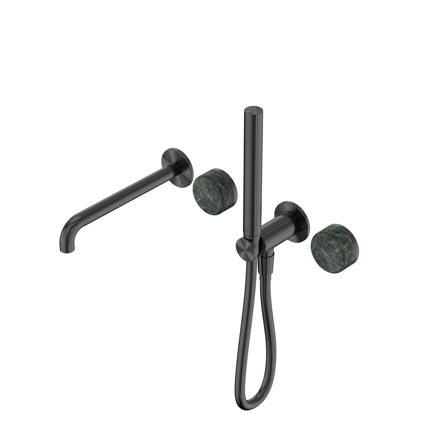 Nero Serenity Progressive Shower System With Spout With Verde Alpi Handle And Slim Shower Gun Metal Tapware Nero Default Title