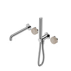 Nero Serenity Progressive Shower System With Spout With Rome Travertine Handle And Slim Shower Chrome