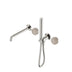 Nero Serenity Progressive Shower System With Spout With Rome Travertine Handle And Slim Shower Brushed Nickel