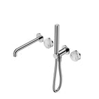 Nero Serenity Progressive Shower System With Spout With Arabescato Corchia Handle And Slim Shower Chrome