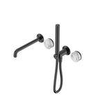Nero Serenity Progressive Shower System With Spout With Arabescato Corchia Handle And Slim Shower Gun Metal