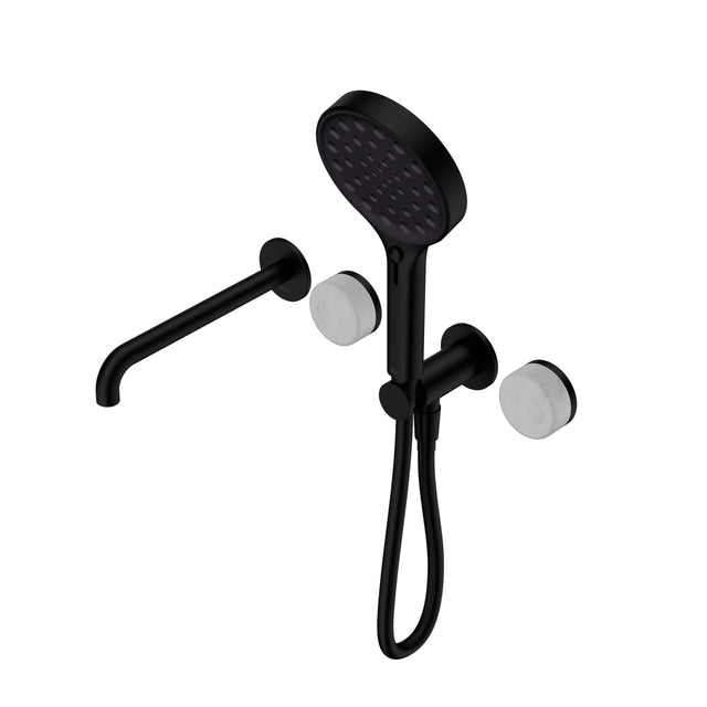 Nero Serenity Progressive Shower System With Spout With Carrara Handle And Nero Serenity Hand Shower Matte Black Tapware Nero Default Title
