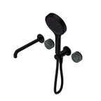 Nero Serenity Progressive Shower System With Spout With Verde Alpi Handle And Nero Serenity Hand Shower Matte Black