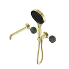 Nero Serenity Progressive Shower System With Spout With Verde Alpi Handle And Nero Serenity Hand Shower Brushed Gold