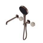 Nero Serenity Progressive Shower System With Spout With Rome Travertine Handle And Nero Serenity Hand Shower Brushed Bronze