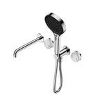 Nero Serenity Progressive Shower System With Spout With Arabescato Corchia Handle And Nero Serenity Hand Shower Chrome