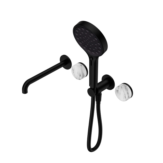 Nero Serenity Progressive Shower System With Spout With Arabescato Corchia Handle And Nero Serenity Hand Shower Matte Black Tapware Nero Default Title
