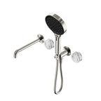 Nero Serenity Progressive Shower System With Spout With Arabescato Corchia Handle And Nero Serenity Hand Shower Brushed Nickel