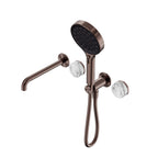 Nero Serenity Progressive Shower System With Spout With Arabescato Corchia Handle And Nero Serenity Hand Shower Brushed Bronze