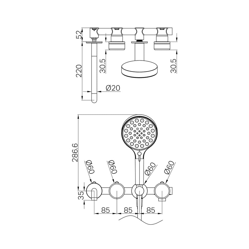 Nero Serenity Progressive Shower System With Spout With Marquina Black Handle And Nero Serenity Hand Shower Brushed Bronze Tapware Nero
