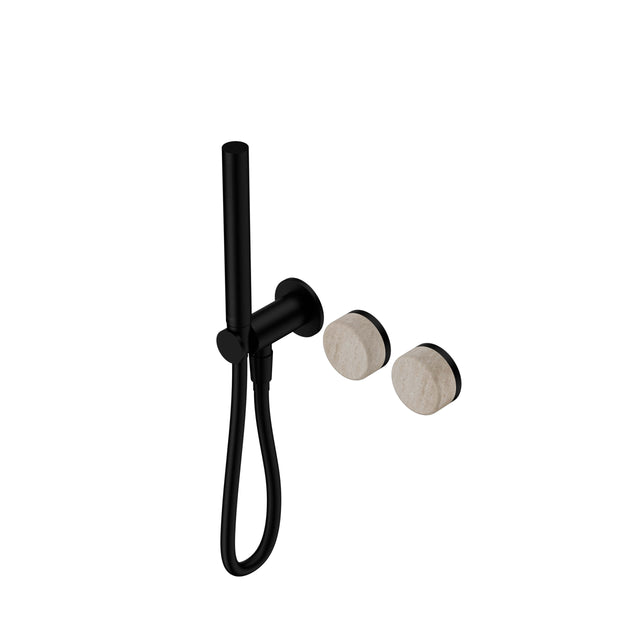 Nero Serenity Progressive Shower System With Rome Travertine Handle And Slim Shower Matte Black Tapware Nero Default Title