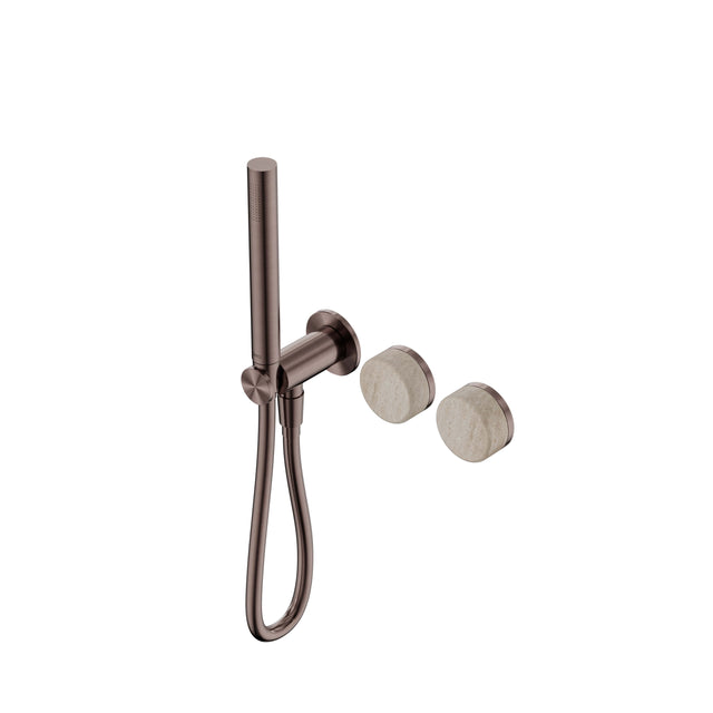 Nero Serenity Progressive Shower System With Rome Travertine Handle And Slim Shower Brushed Bronze Tapware Nero Default Title