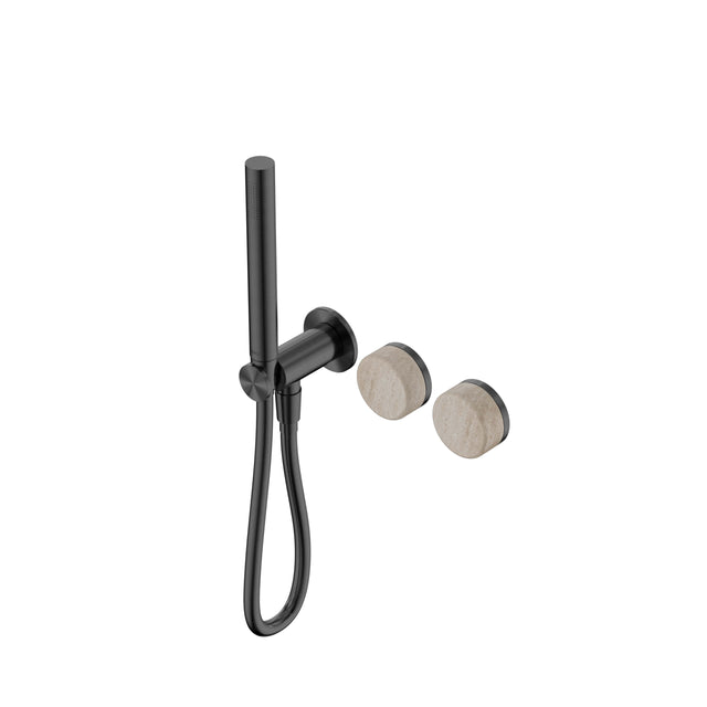 Nero Serenity Progressive Shower System With Rome Travertine Handle And Slim Shower Gun Metal Tapware Nero Default Title