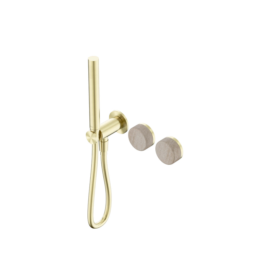 Nero Serenity Progressive Shower System With Rome Travertine Handle And Slim Shower Brushed Gold Tapware Nero Default Title