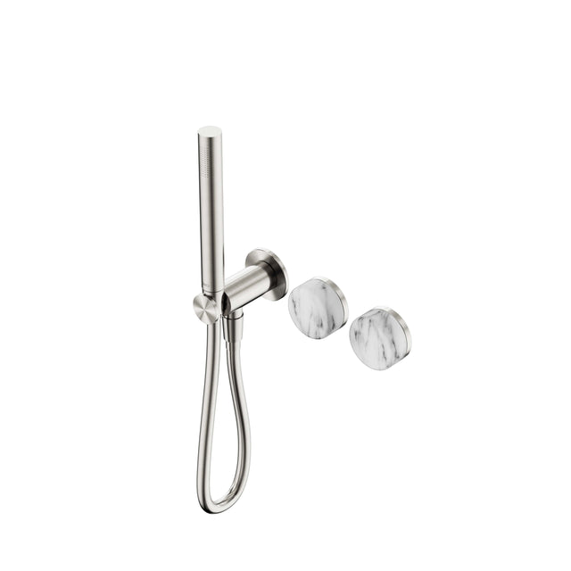 Nero Serenity Progressive Shower System With Arabescato Corchia Handle And Slim Shower Brushed Nickel Tapware Nero Default Title