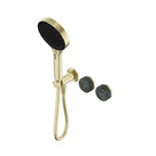 Nero Serenity Progressive Shower System With Verde Alpi Handle And Nero Serenity Hand Shower Brushed Gold